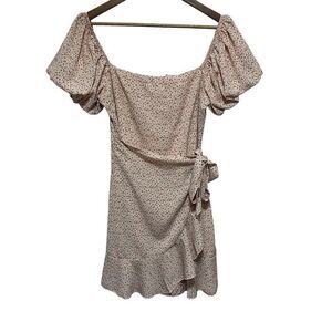 Princess Polly Dress Womens 6 Pink Ditzy Floral Dainty Wrap Front Ruffle Cottage